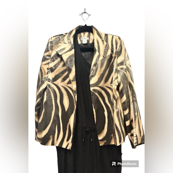 Grace Chuang New York, Animal, Print Blazer, Size Large, cream/brown - Picture 2 of 11